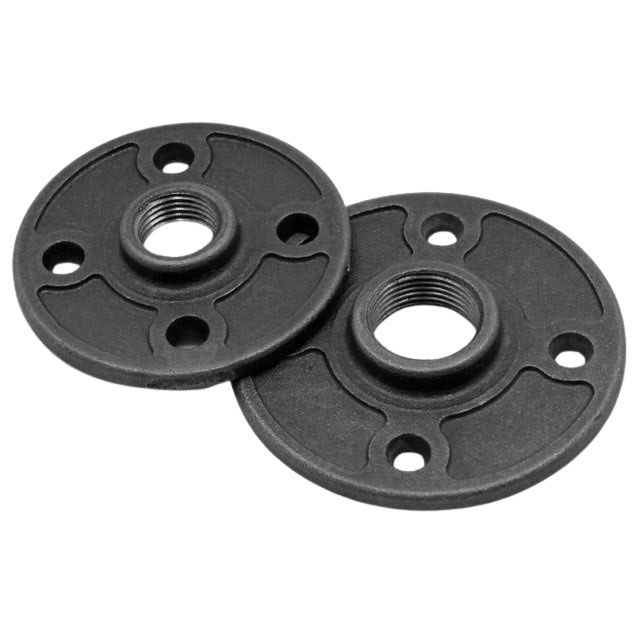 Temperguss Fitting schwarz Flansch für Möbel aus Rohren, ilTubo Wandflansch #324, z.B. 1/2" Fitting, ab