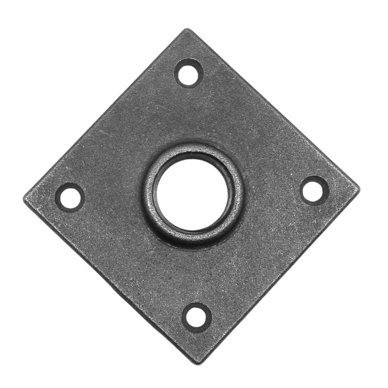 Eckiger Rohrmöbel Flansch aus schwarzem Temperguss, Fitting Nr. 328, ilTubo exklusiv, z. B. 1/2" ab