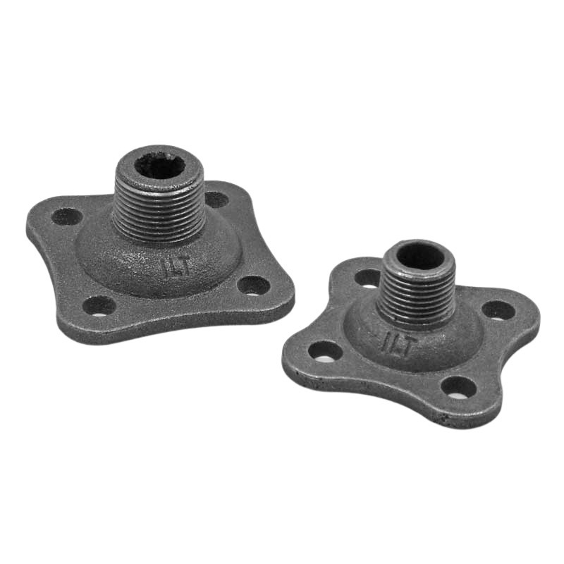 Temperguss Flansch Außengewinde für Möbel aus Rohren, ilTubo exklusiv, Fitting Nr. 325 aus schwarzem Temperguss, z.B. 1/2", ab